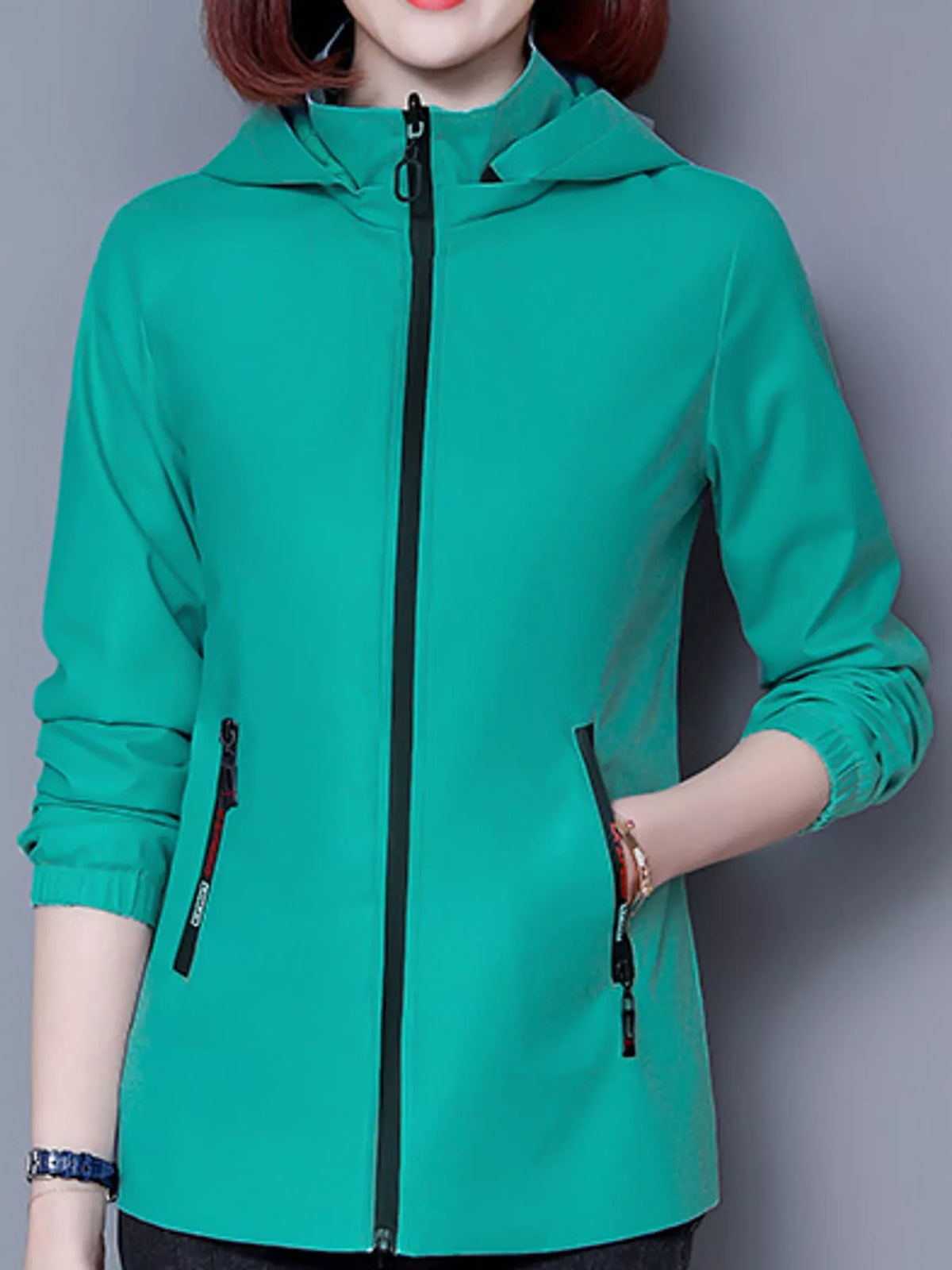 Zip-Up Hooded Jacket — front view