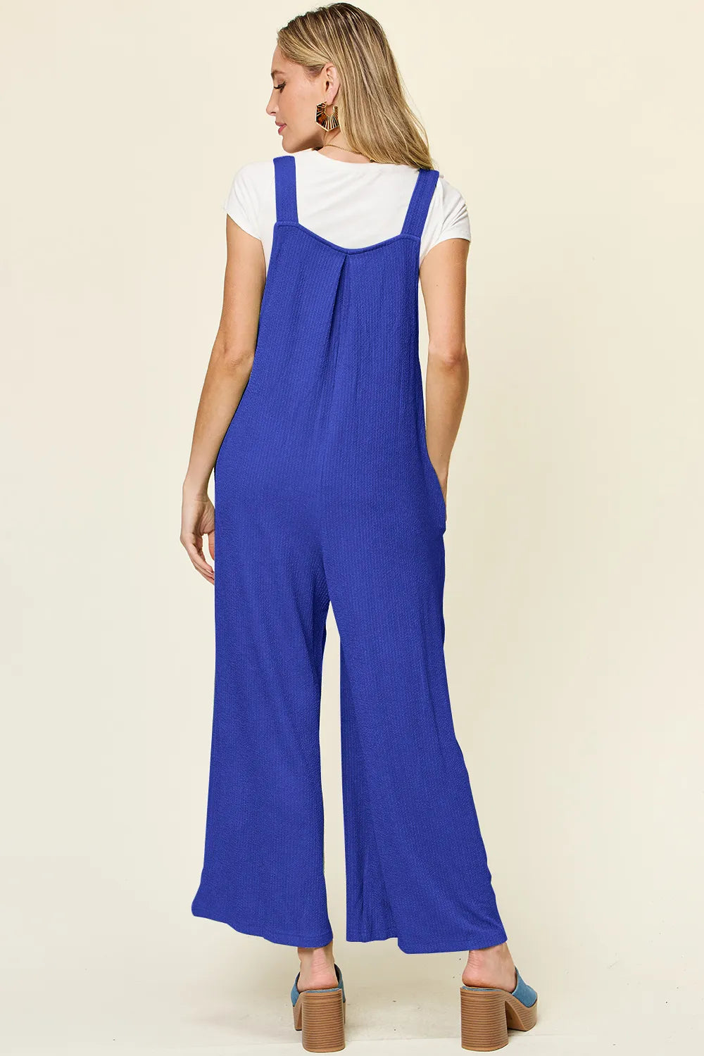 Trendsi Double Take Full Size Texture Sleeveless Wide Leg Overall -