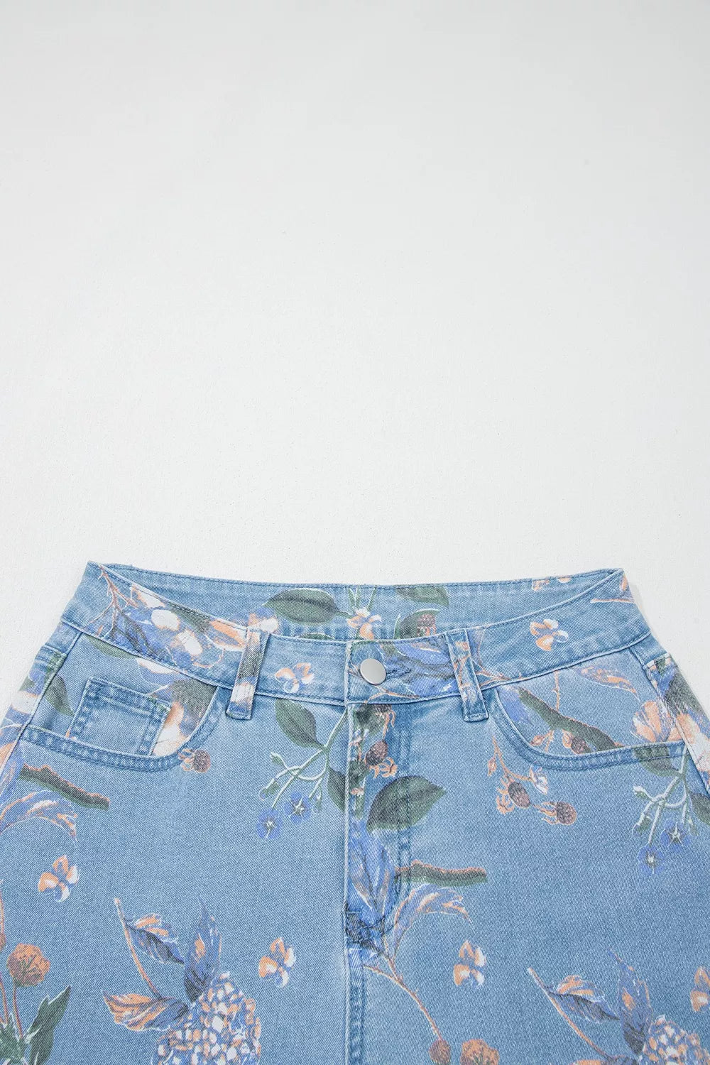 Trendsi Floral Print Wide-Leg Jeans -