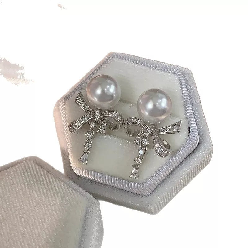 Trendsi Pearl & Bow Drop Earrings -