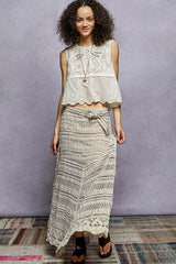 Trendsi POL Sleeveless Flowy Fit Crochet Top with Scalloped Border Accents -