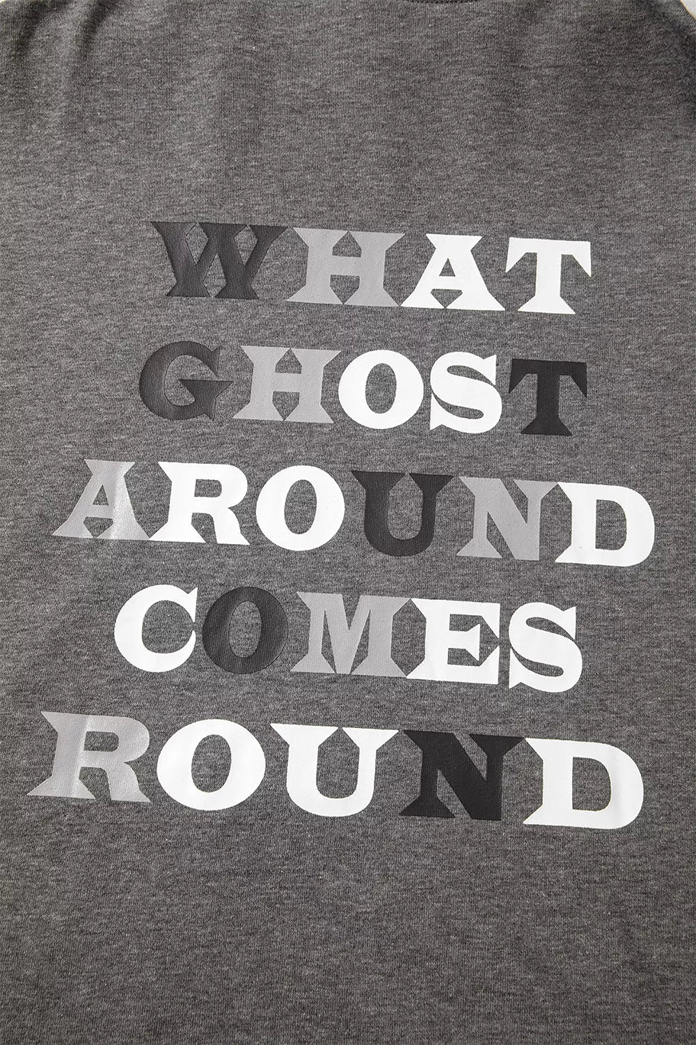 Trendsi Halloween Ghost Print Mineral Wash Oversize Hoodie -
