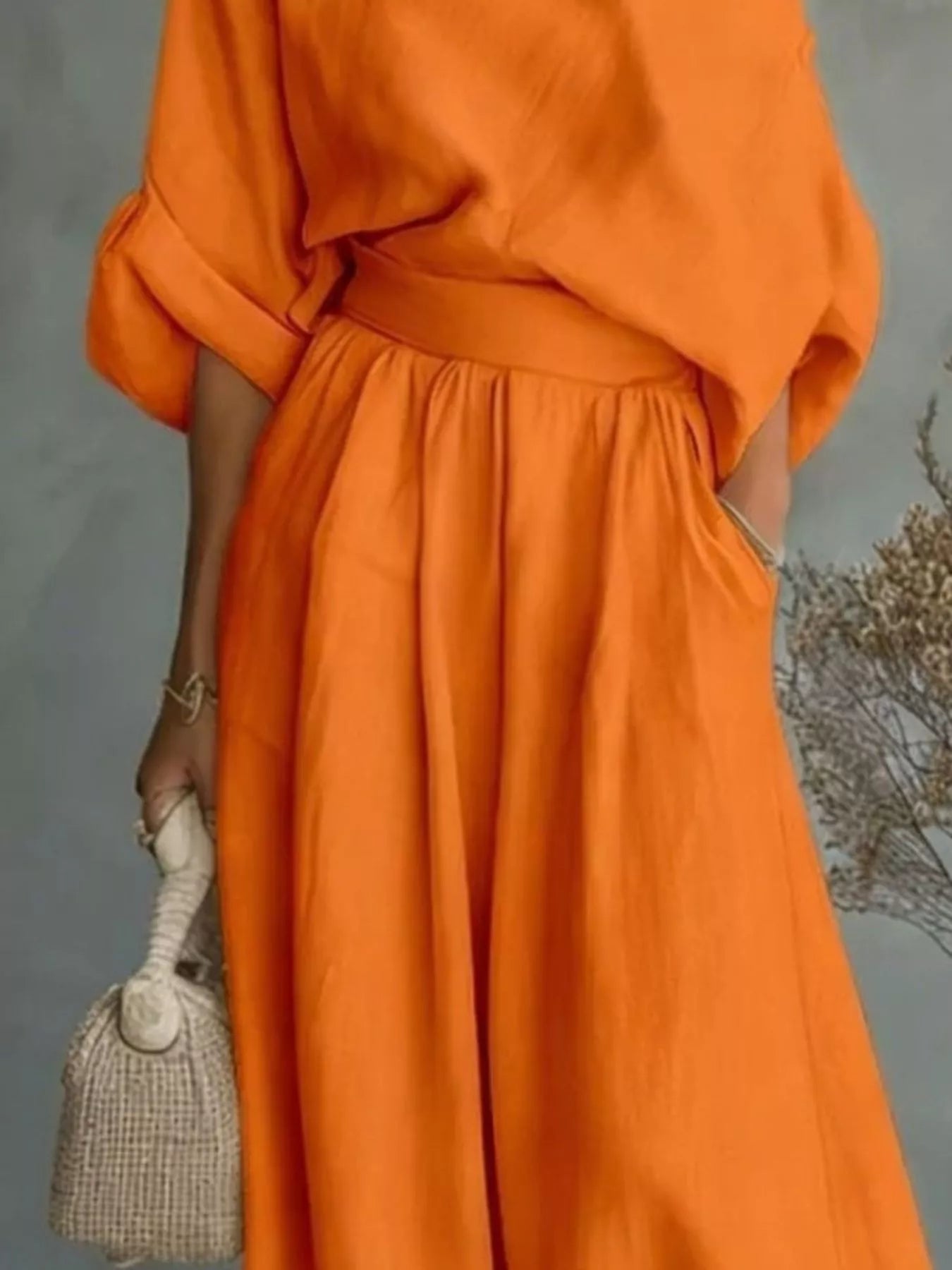 Trendsi Full Size One Shoulder Top and Wide Leg Pants Set Plus Size -