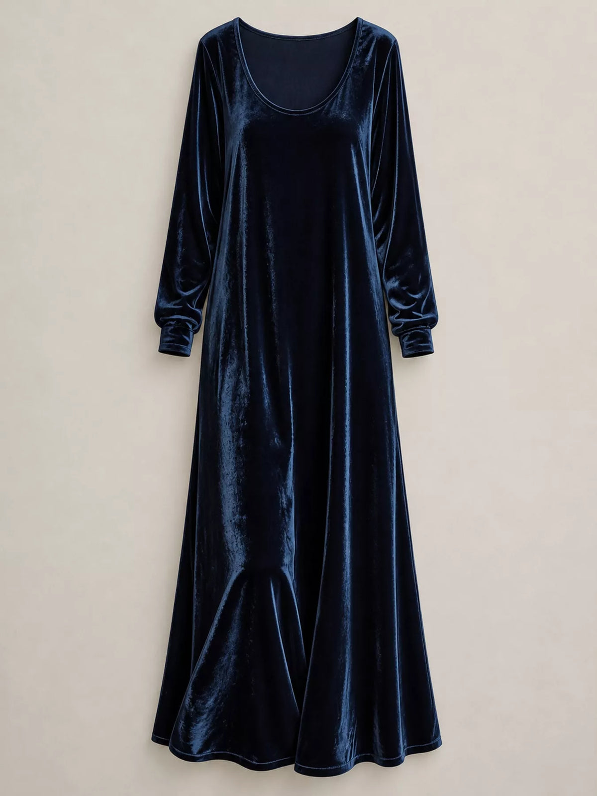 Velvet maxi dress, navy hanging front