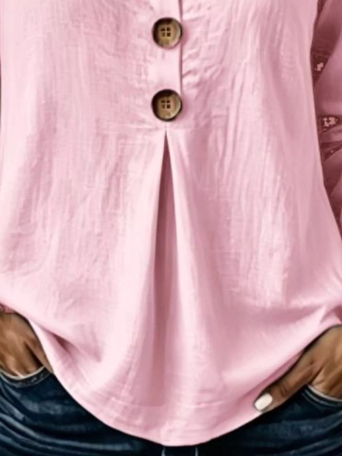 Trendsi Full Size Button Detail Long Sleeve Blouse Plus Size -