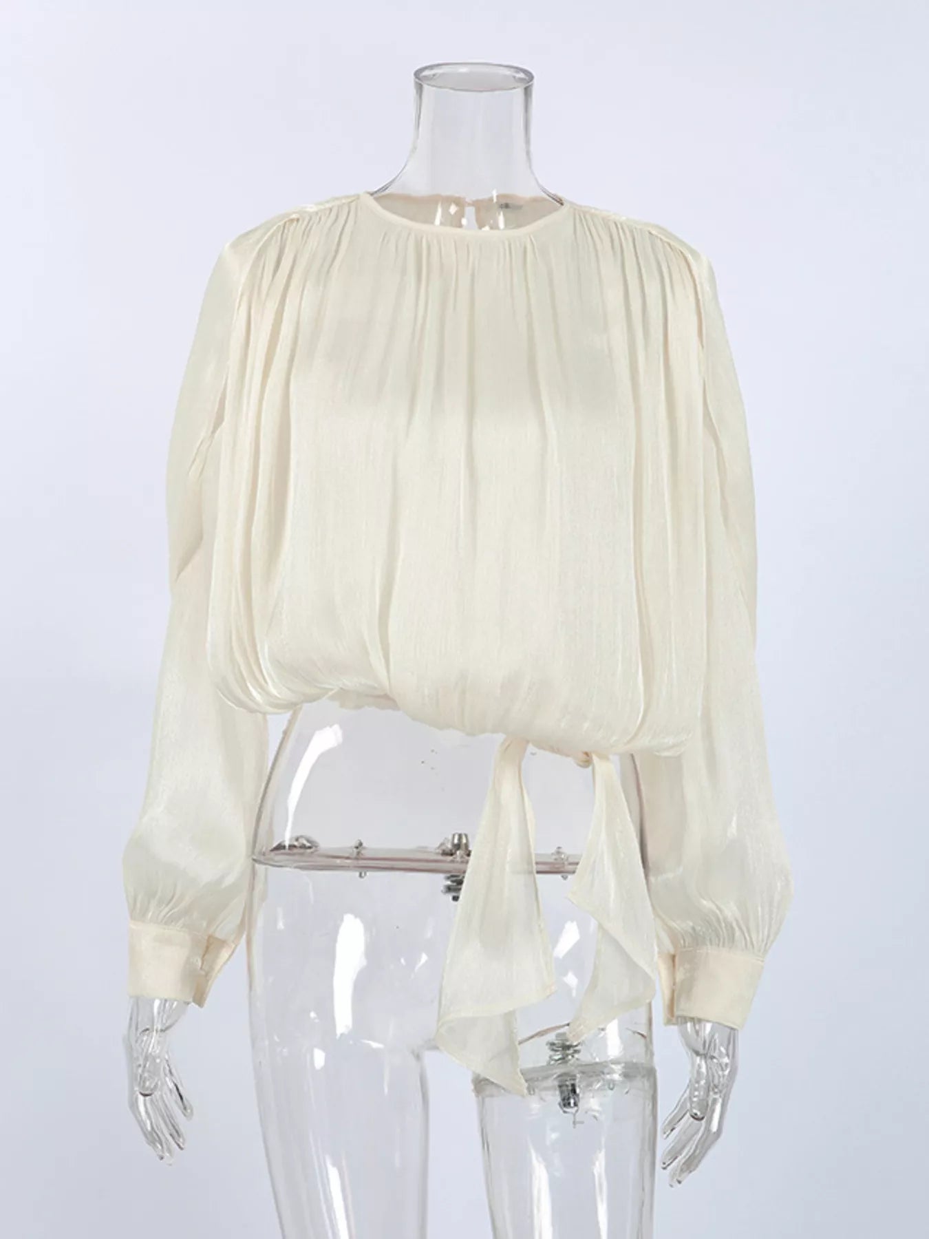 Trendsi Tie-Front Detail Long Sleeve Blosue -
