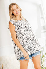 Trendsi Heimish Full Size Tiered Ruffled Animal Print Round Neck Blouse Plus Size -