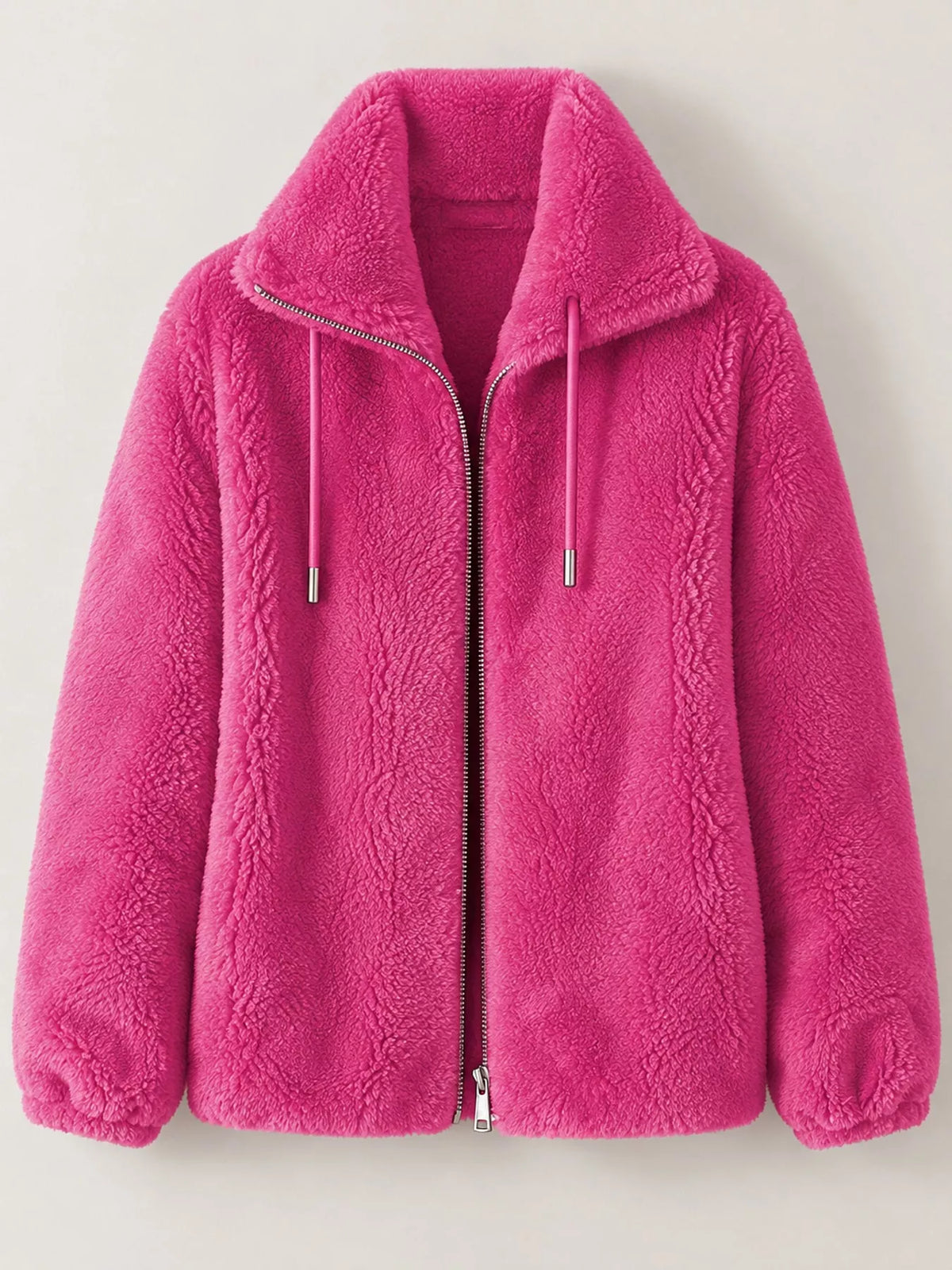 Faux-fur jacket, pink flat lay