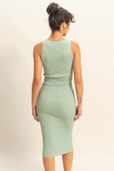 Trendsi HYFVE Ribbed Round Neck Sleeveless Knit Midi Dress - Dresses