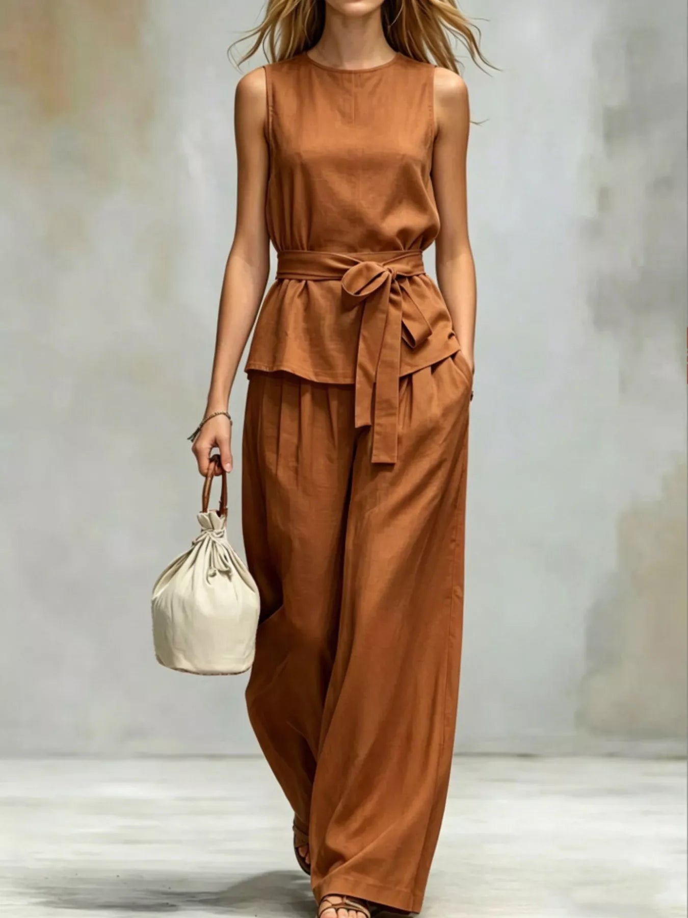 Trendsi Sleeveless Top and Wide-Leg Pants Set -