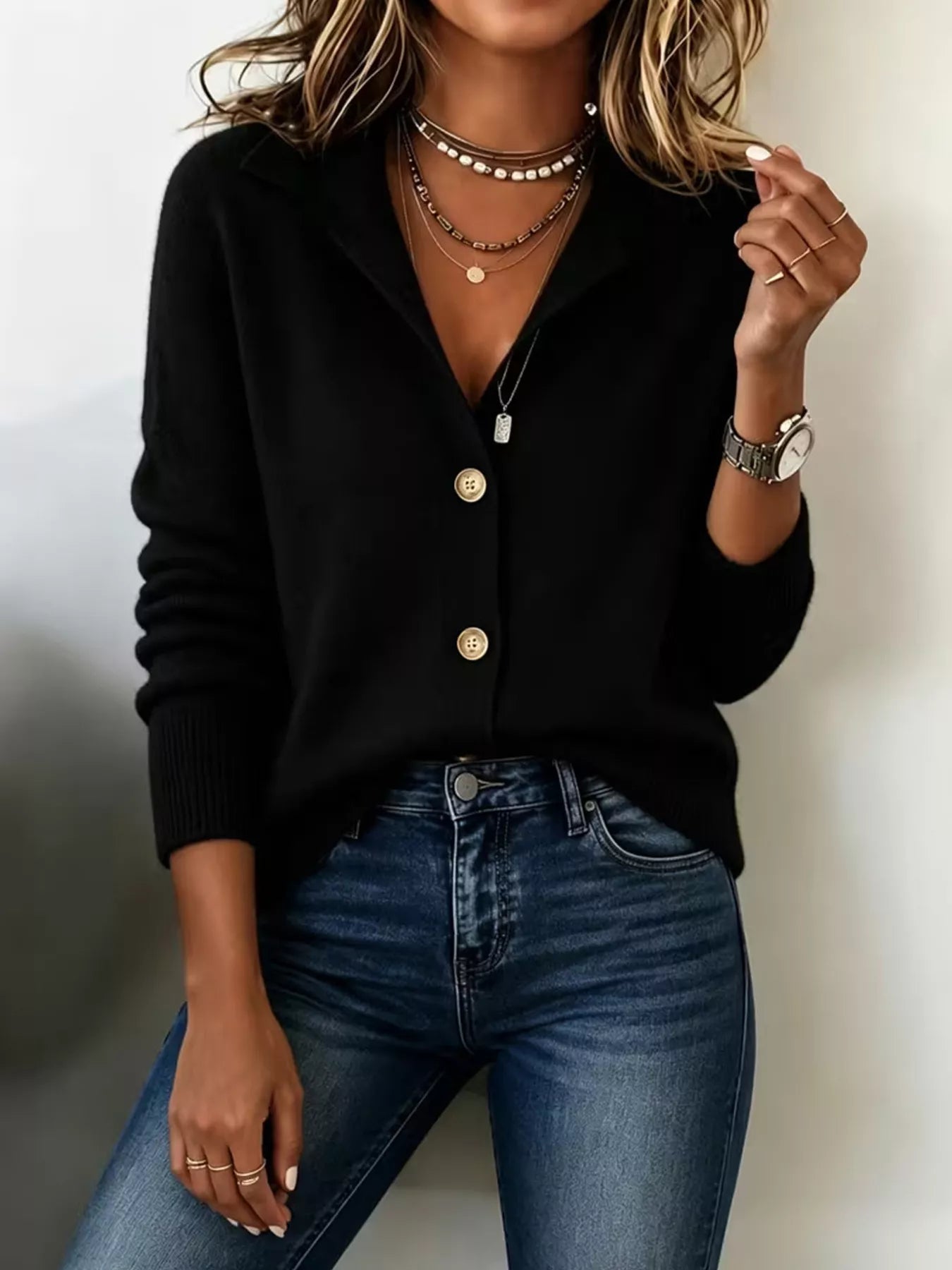 Trendsi Button-Down Knit Cardigan -