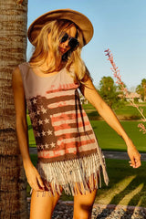 Trendsi BiBi American Flag Print Knit Sleeveless Top -