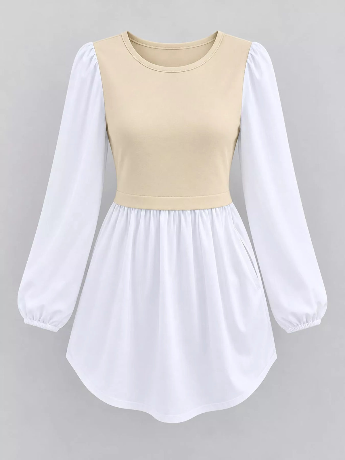 Contrast Panel Long Sleeve Tunic Blouse — garment front