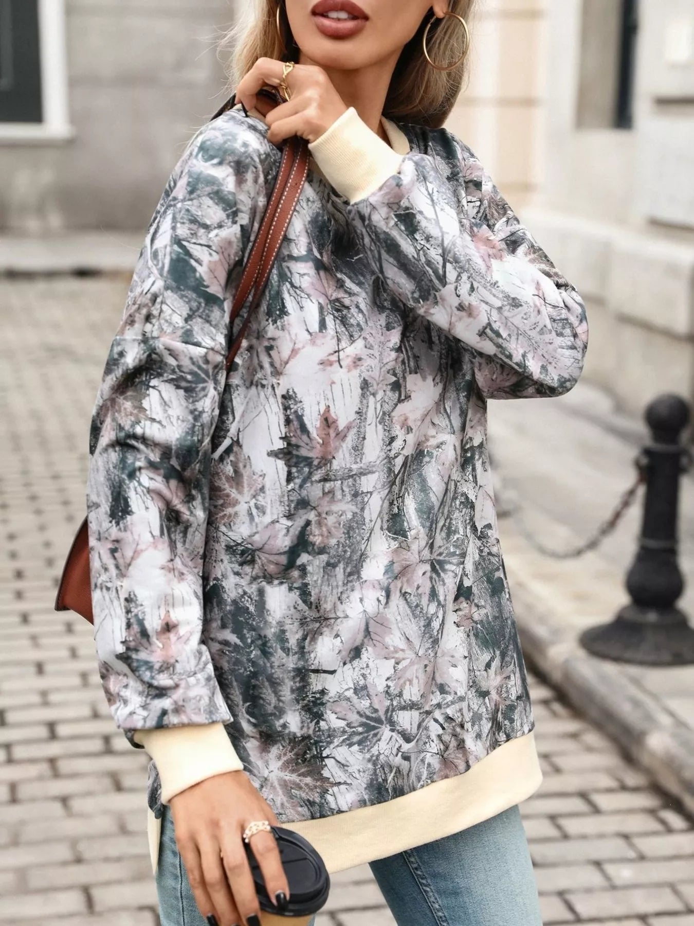Trendsi Camouflage Print Crewneck Sweatshirt -