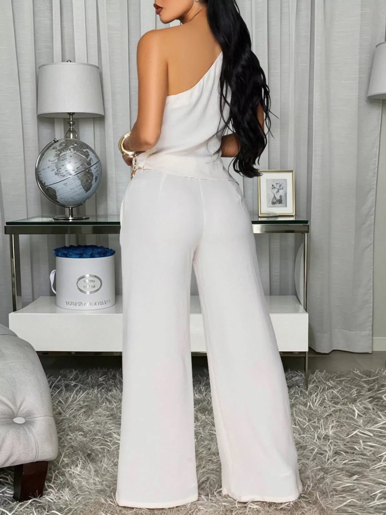 Trendsi One-Shoulder Top and Wide-Leg Pants Set -