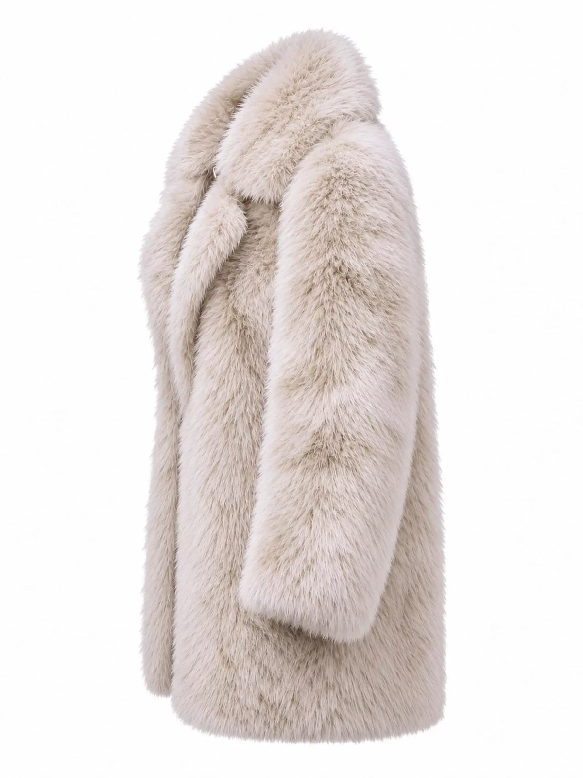 Faux Fur Long Sleeve Coat in cream