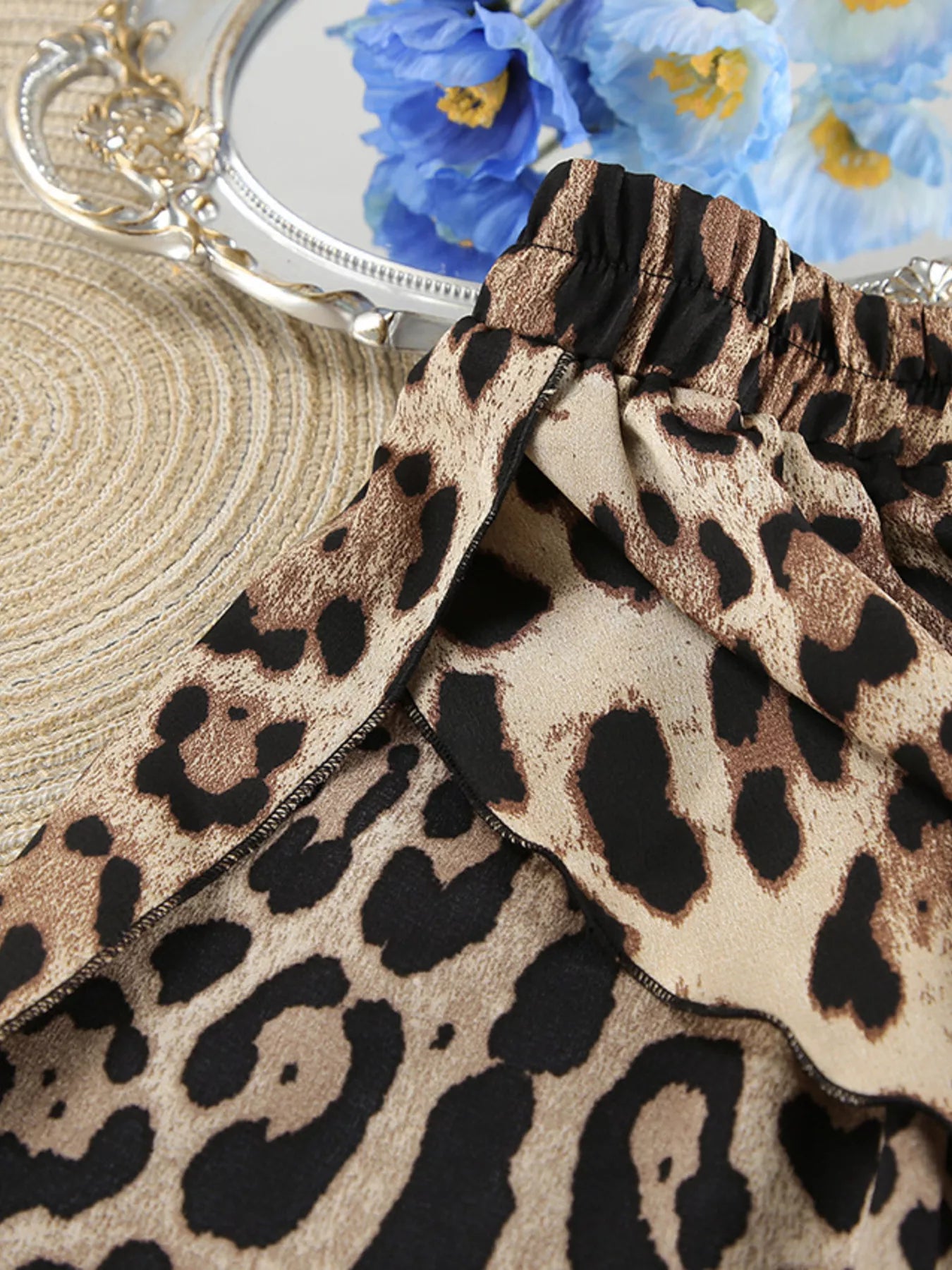 Trendsi Leopard Bra & Cardigan and Shorts Set -