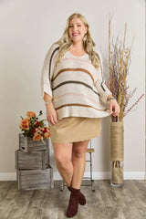 Trendsi ADORA Full Size Multi Color Strip Sweater Plus Size -