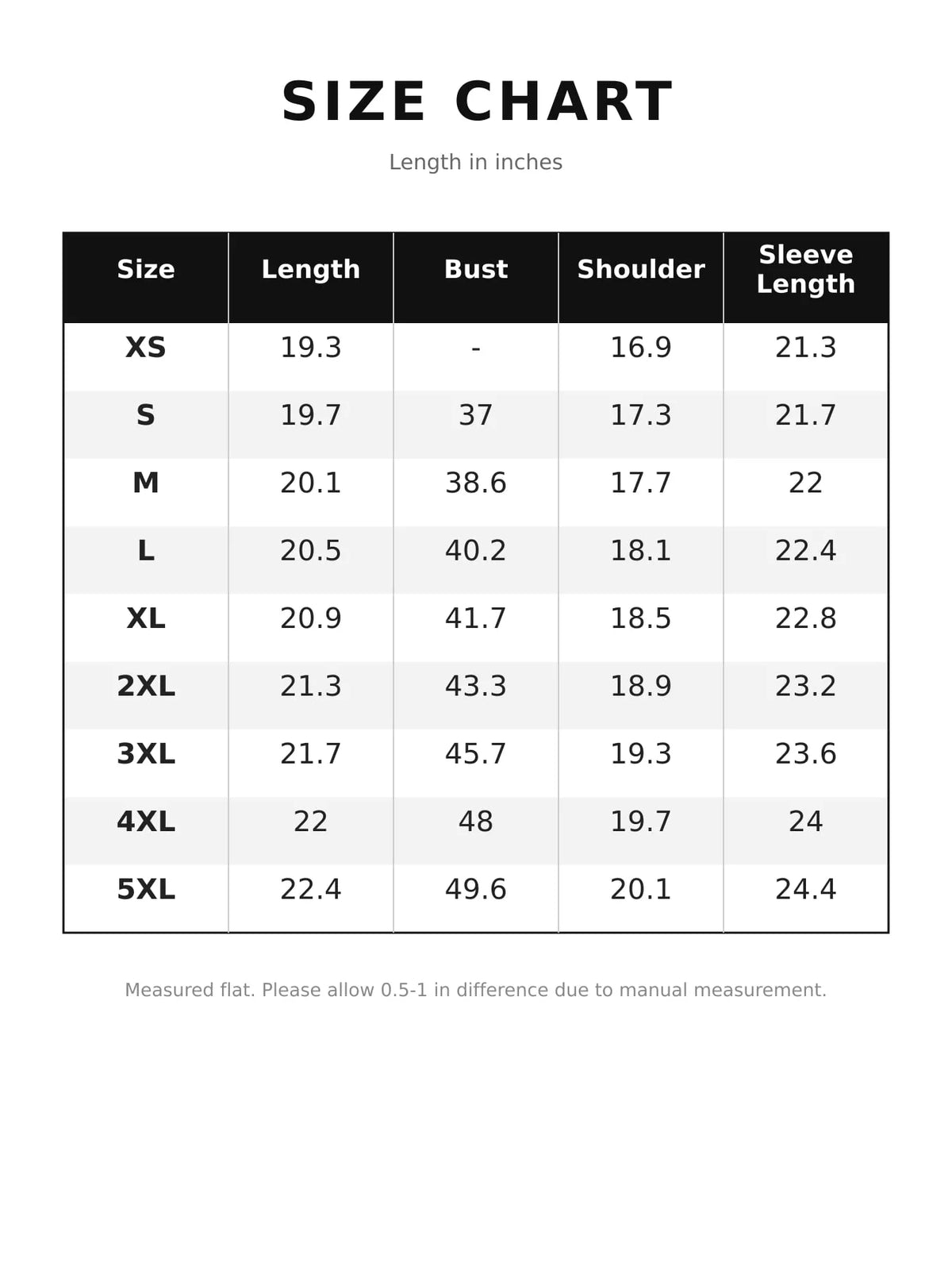 Size chart for women's pearl detail button up denim jacket