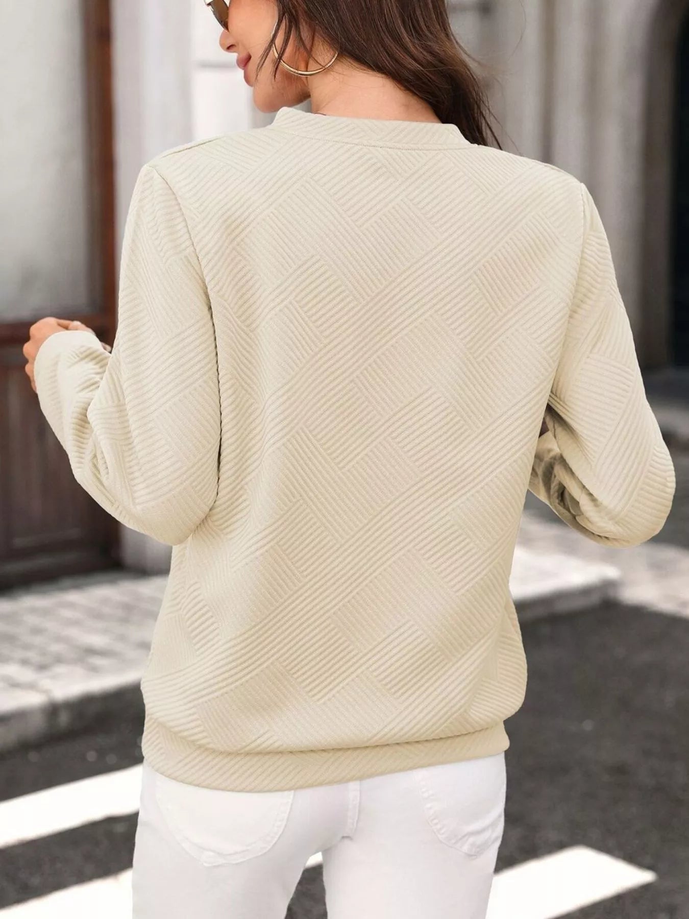 Trendsi Textured Quarter-Zip Sweatshirt -