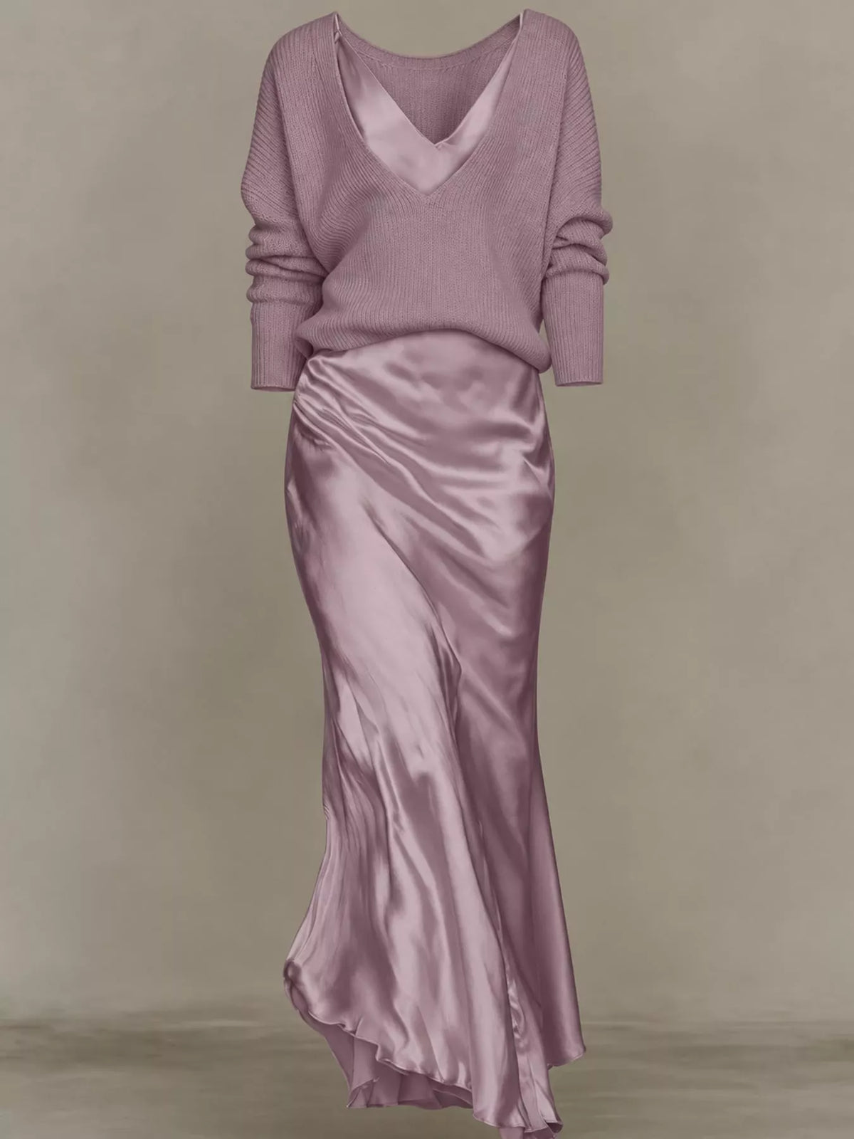Satin Maxi Dress Two-Piece Set — garment front