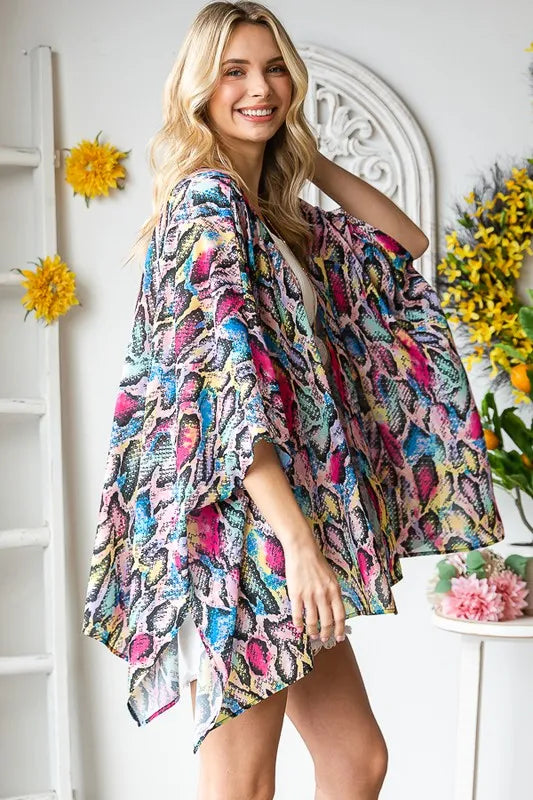 Trendsi Heimish Full Size Multi Color Snake Open Cardigan Plus Size -