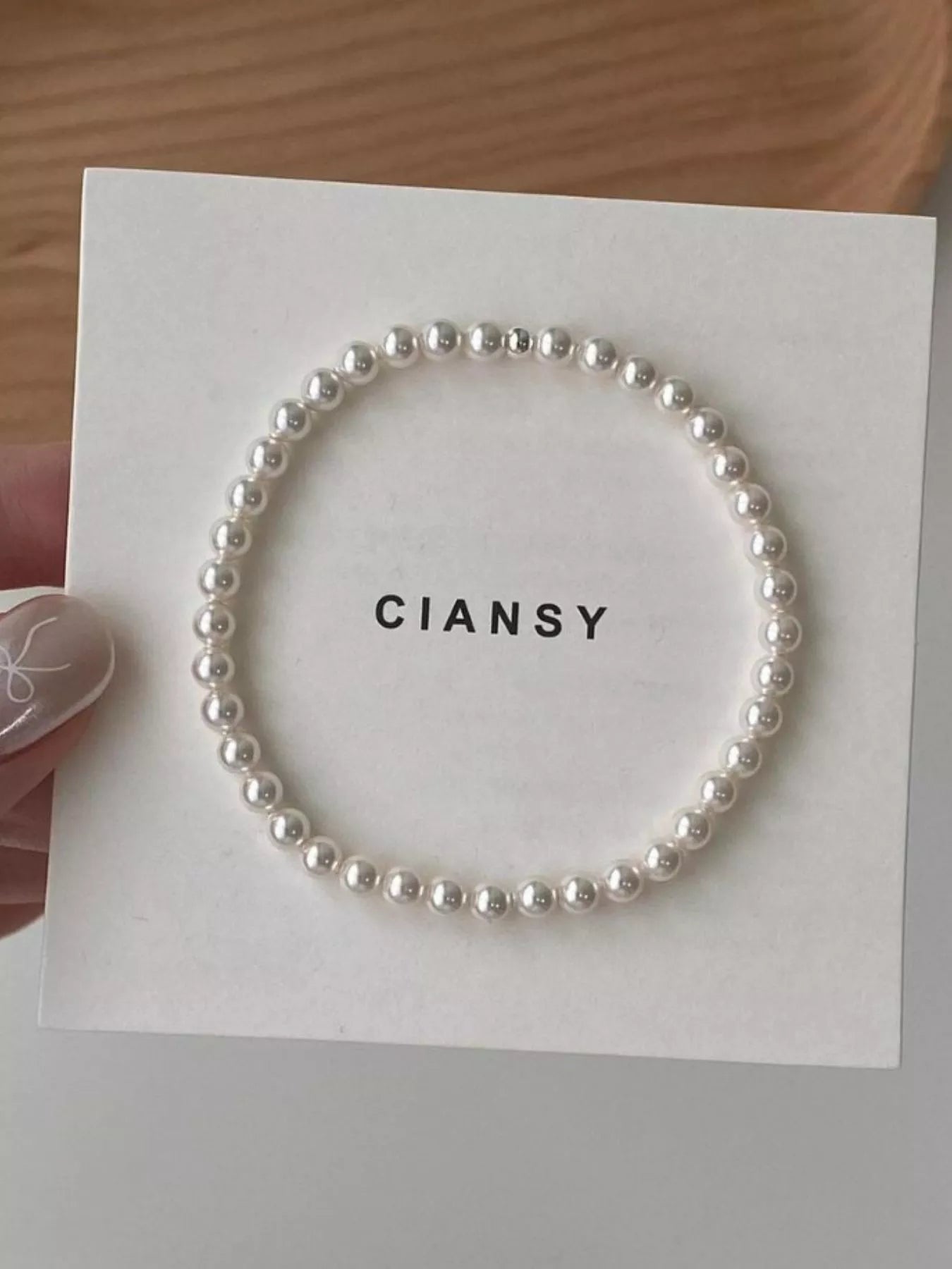 Women's Synthetic Pearl Beaded Bracelet 925 Sterling Silver