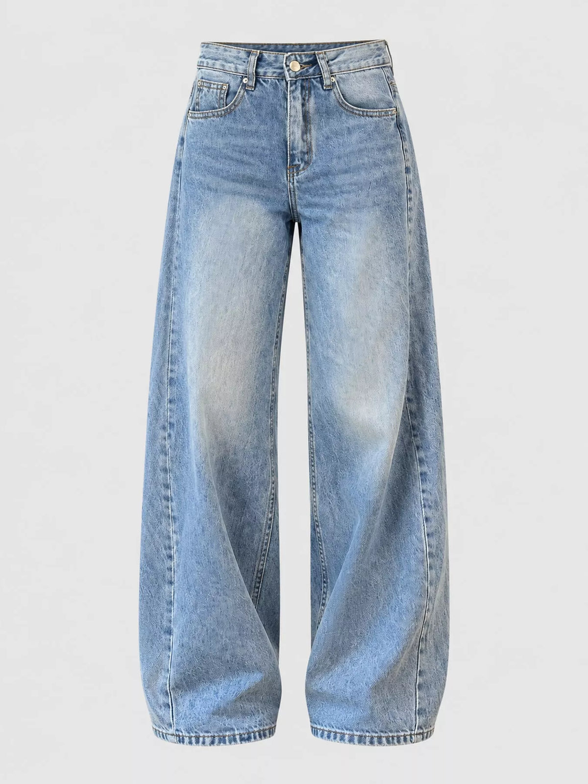 Vintage Wash Low-Rise Wide-Leg Jeans — garment front