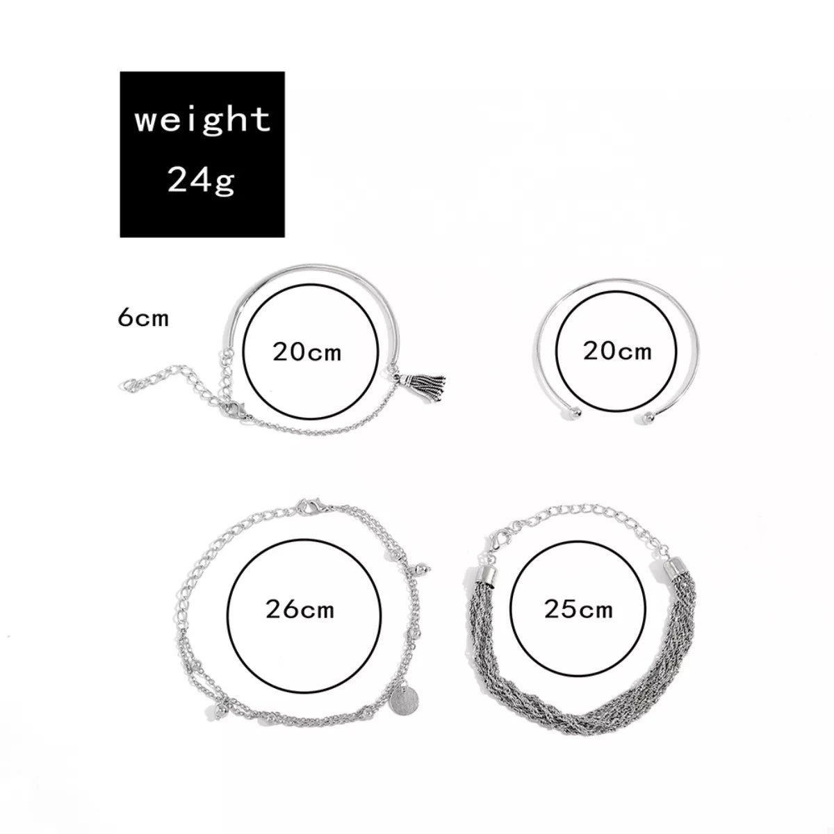 Trendsi 4 Piece Silver-Plated Minimalist Bracelet -