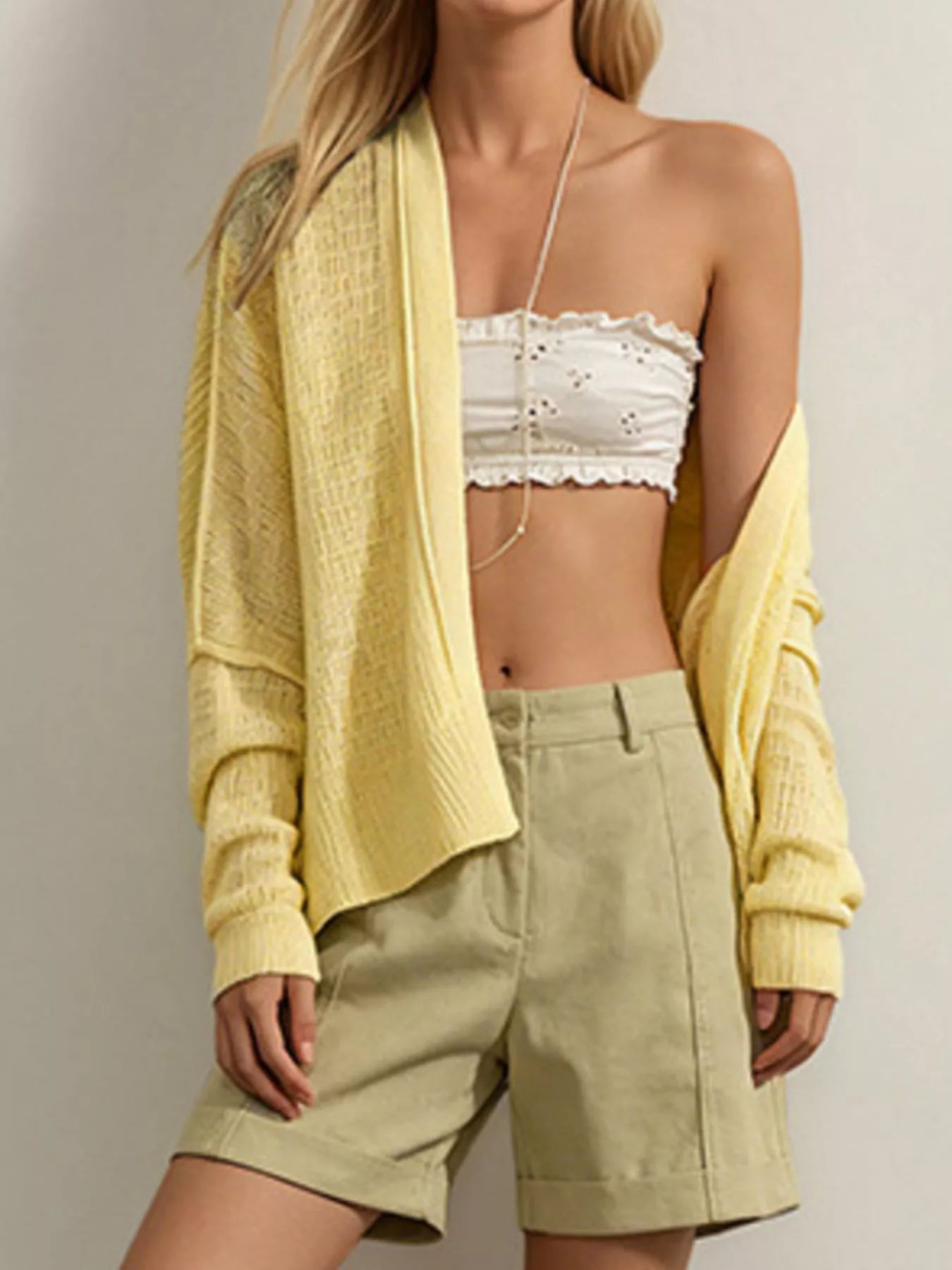 Trendsi Open-Front Long Sleeve Knit Cardigan -