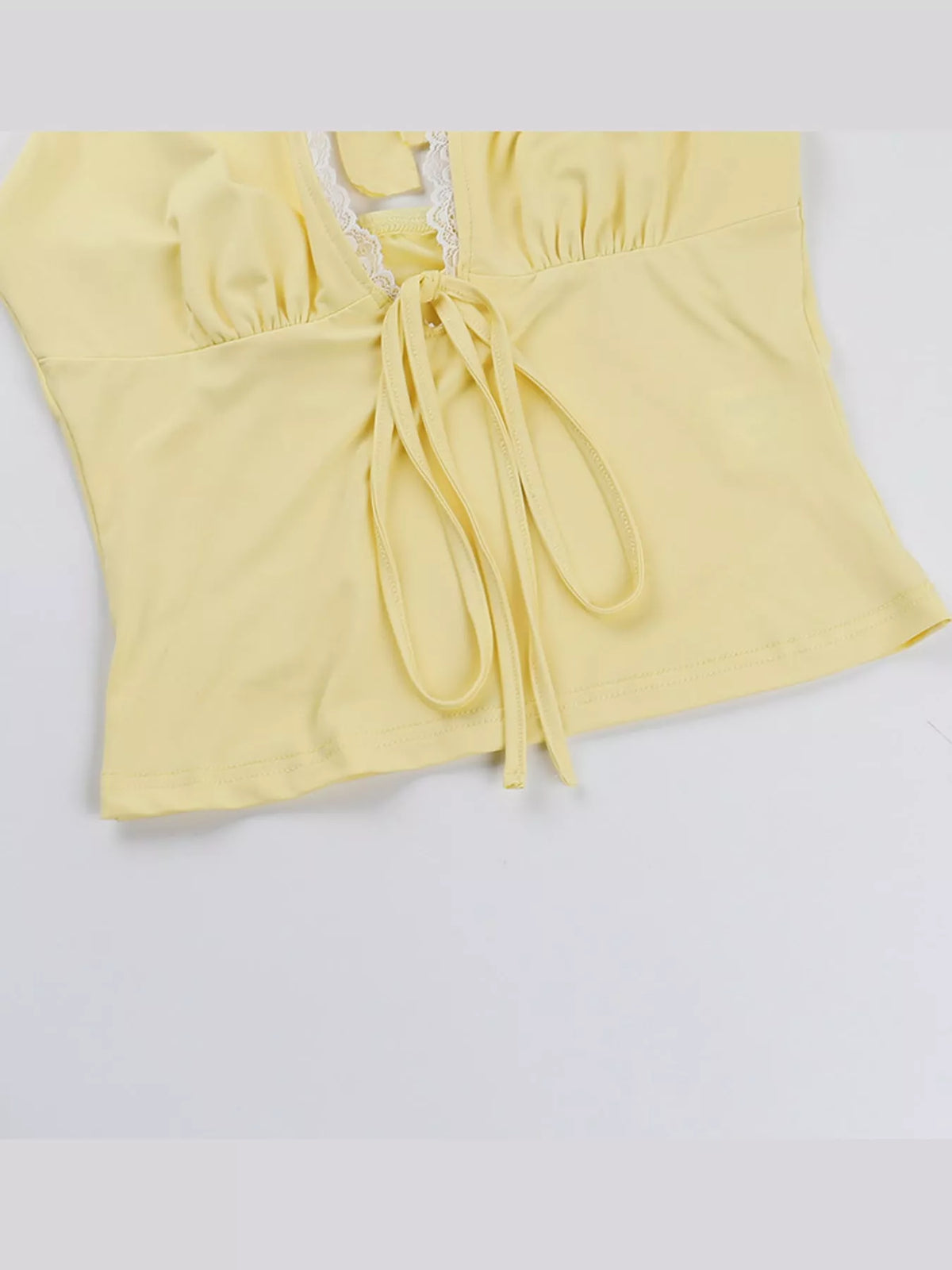 Yellow lace detail halter neck cami