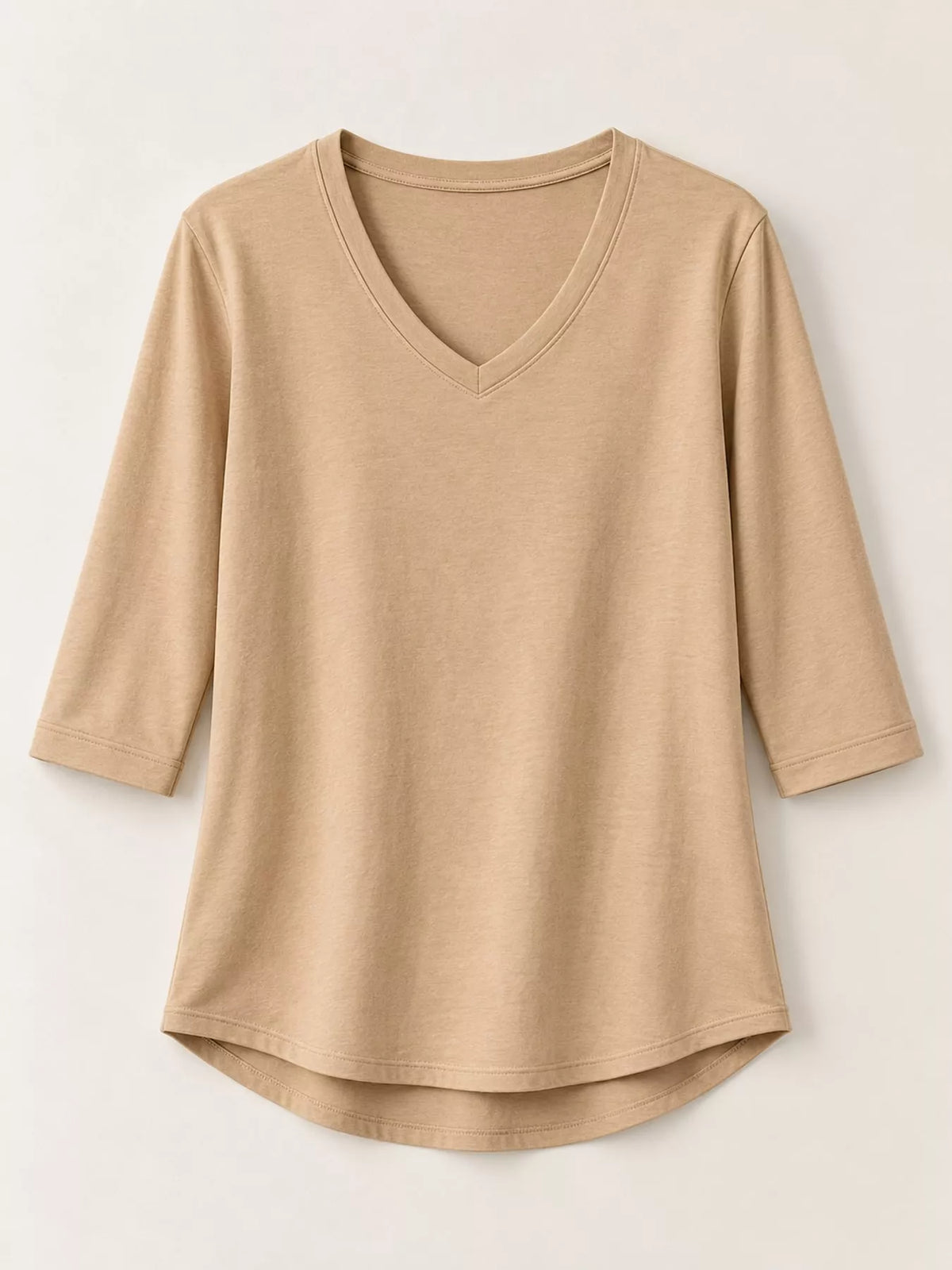 Khaki Color v-neck half sleeve t-shirt