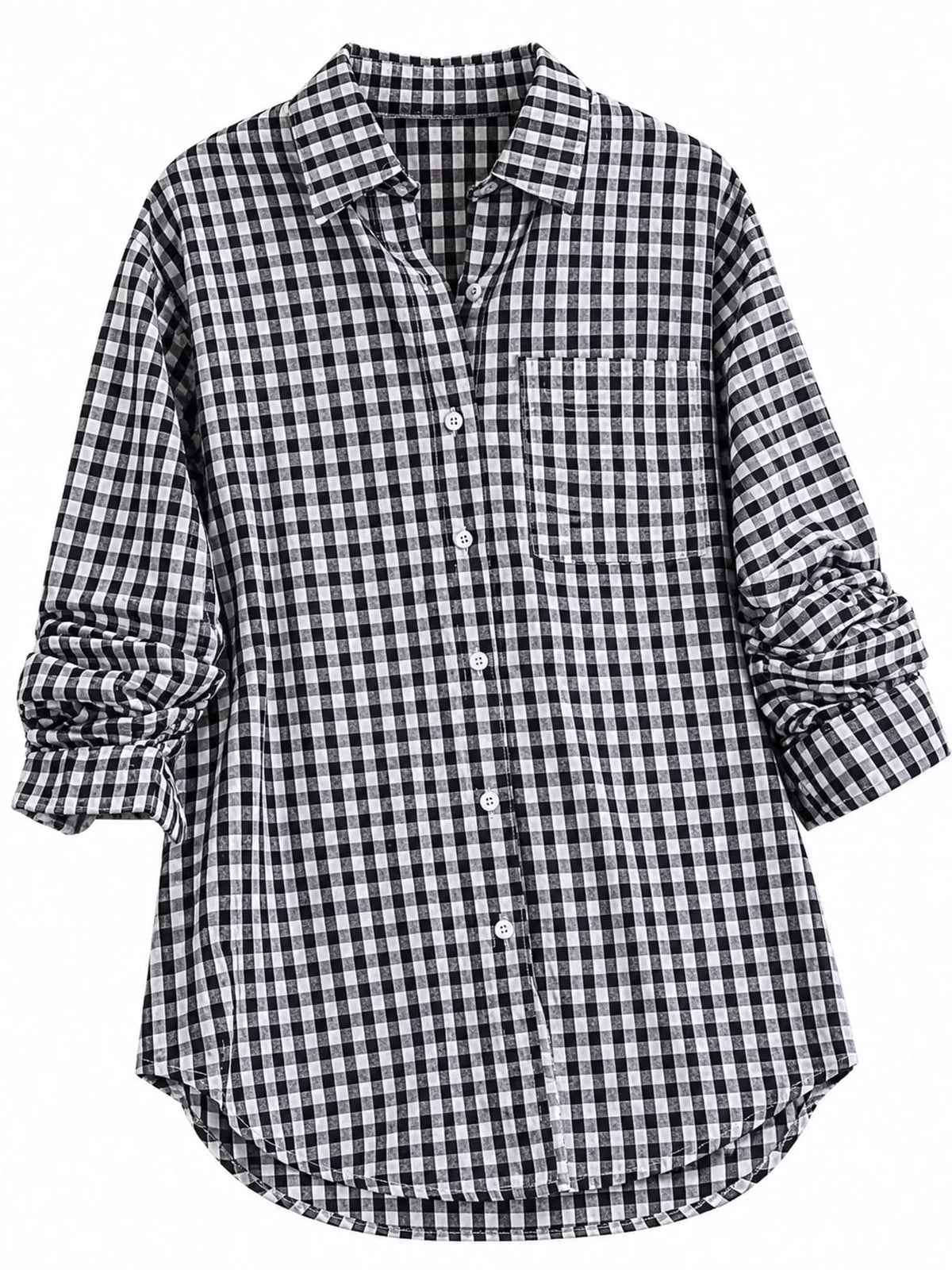 Black and white plaid button-down shirt