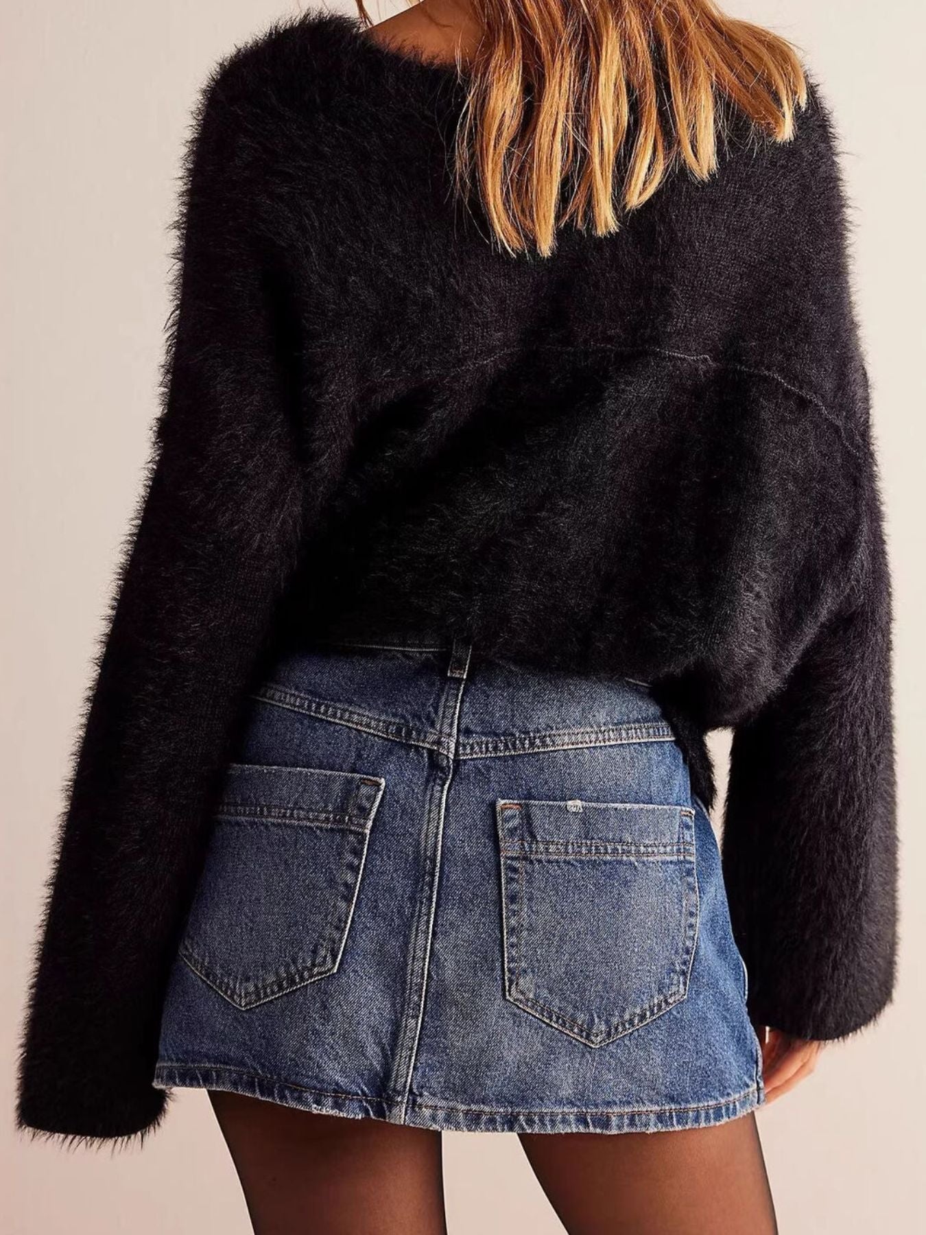 Trendsi Asymmetrical Button-Front Denim Skirt -