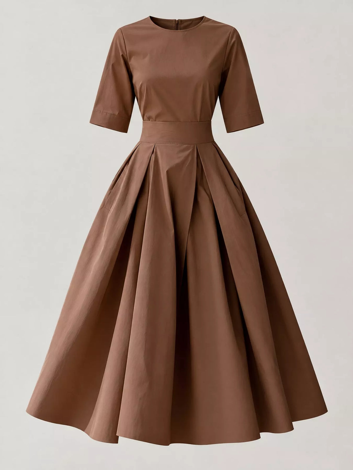 Round neck short sleeve midi dress, product view