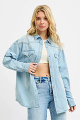 Trendsi RISEN Western Yoke Style Relaxed Fit Denim Shirts -