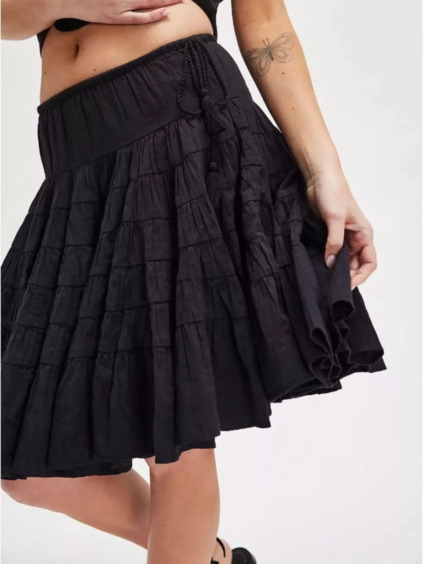 Trendsi Tiered Drawstring Mini Skirt -