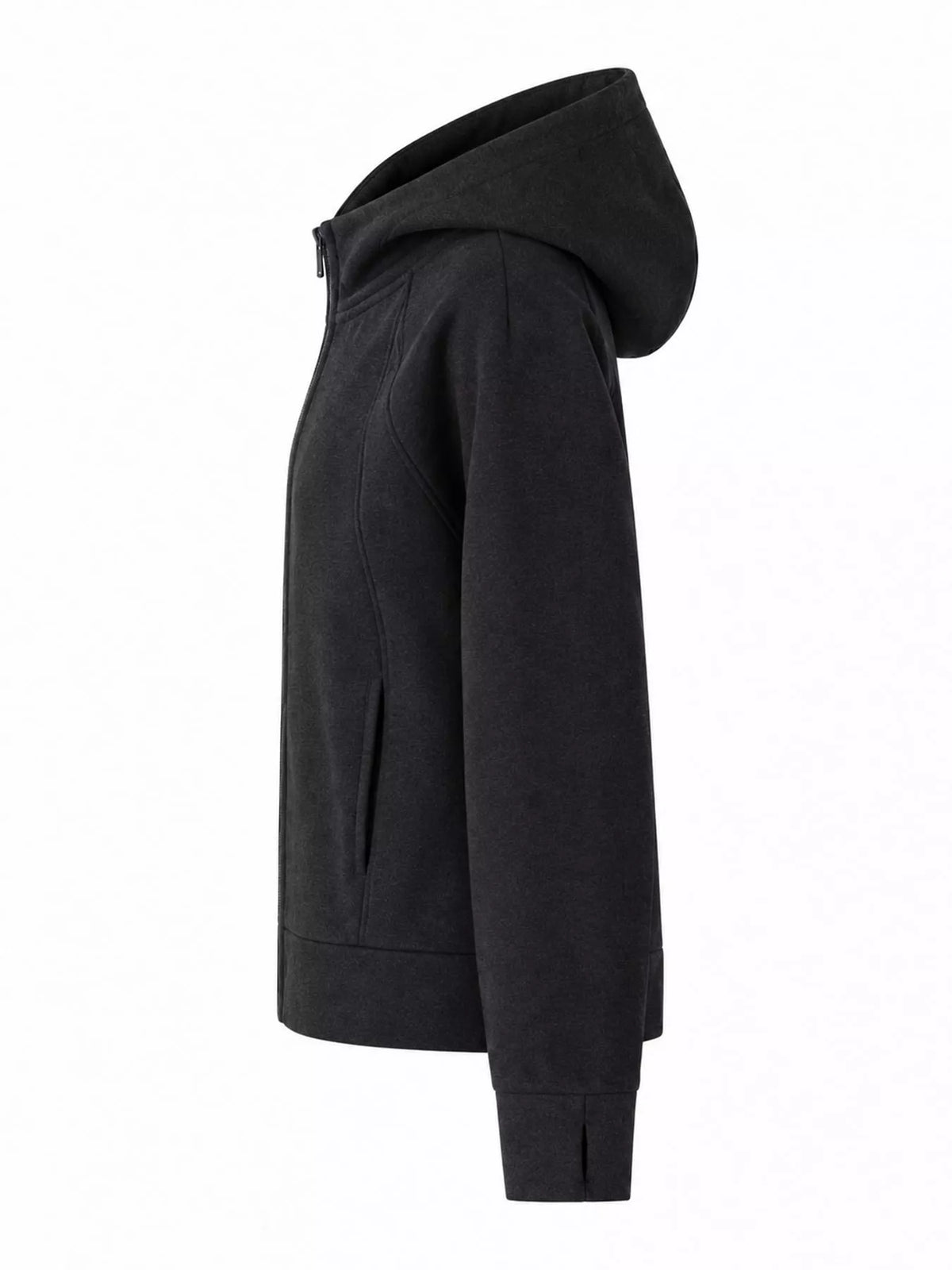 Dark Gray full-zip long sleeve hoodie with pockets