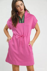 Trendsi Umgee Dolman Sleeve Zip Detail Dress -