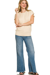 Trendsi Zenana Viscose Round-neck Short Sleeve Sweater -