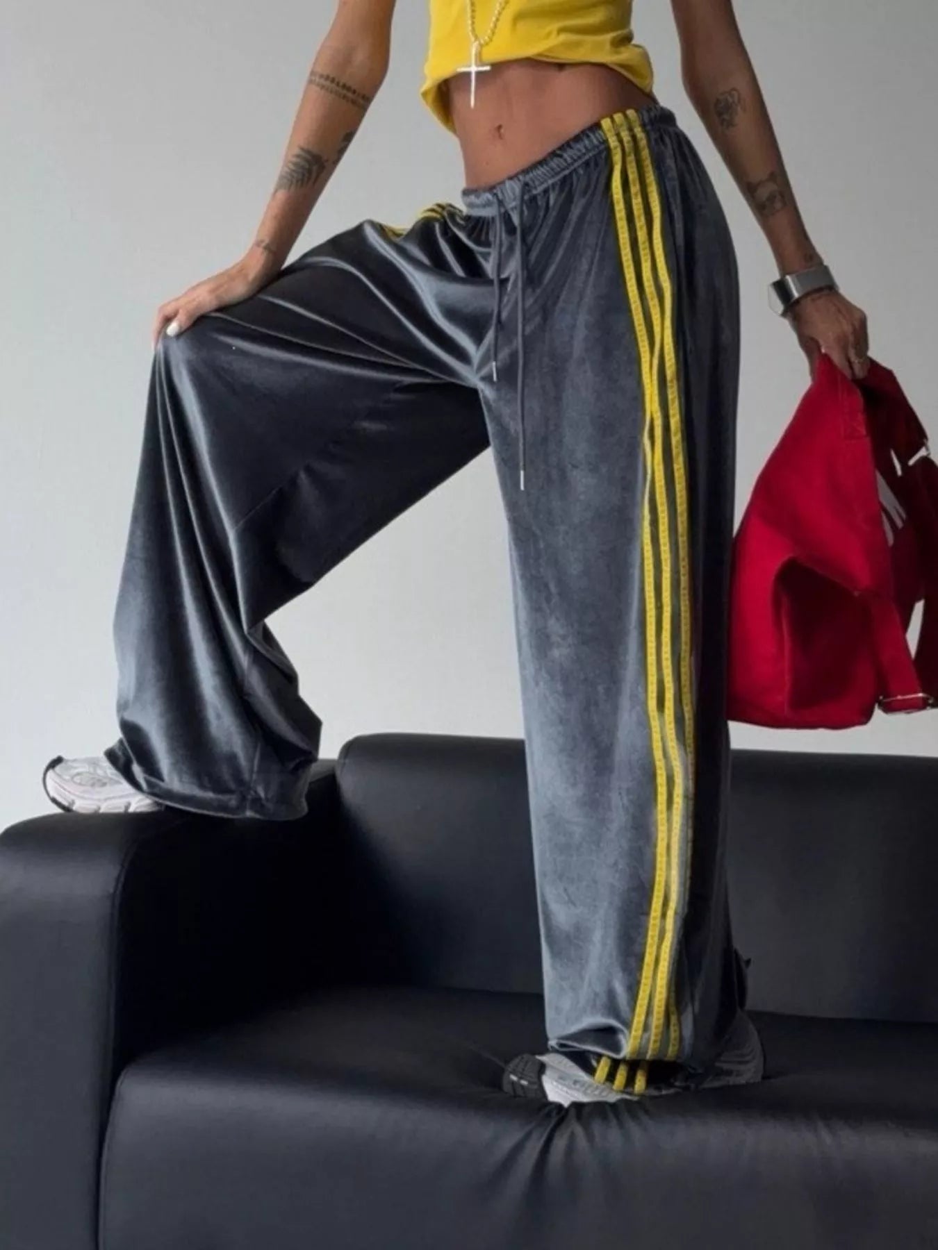 Trendsi Contrast Side Stripes Wide-Leg Pants -