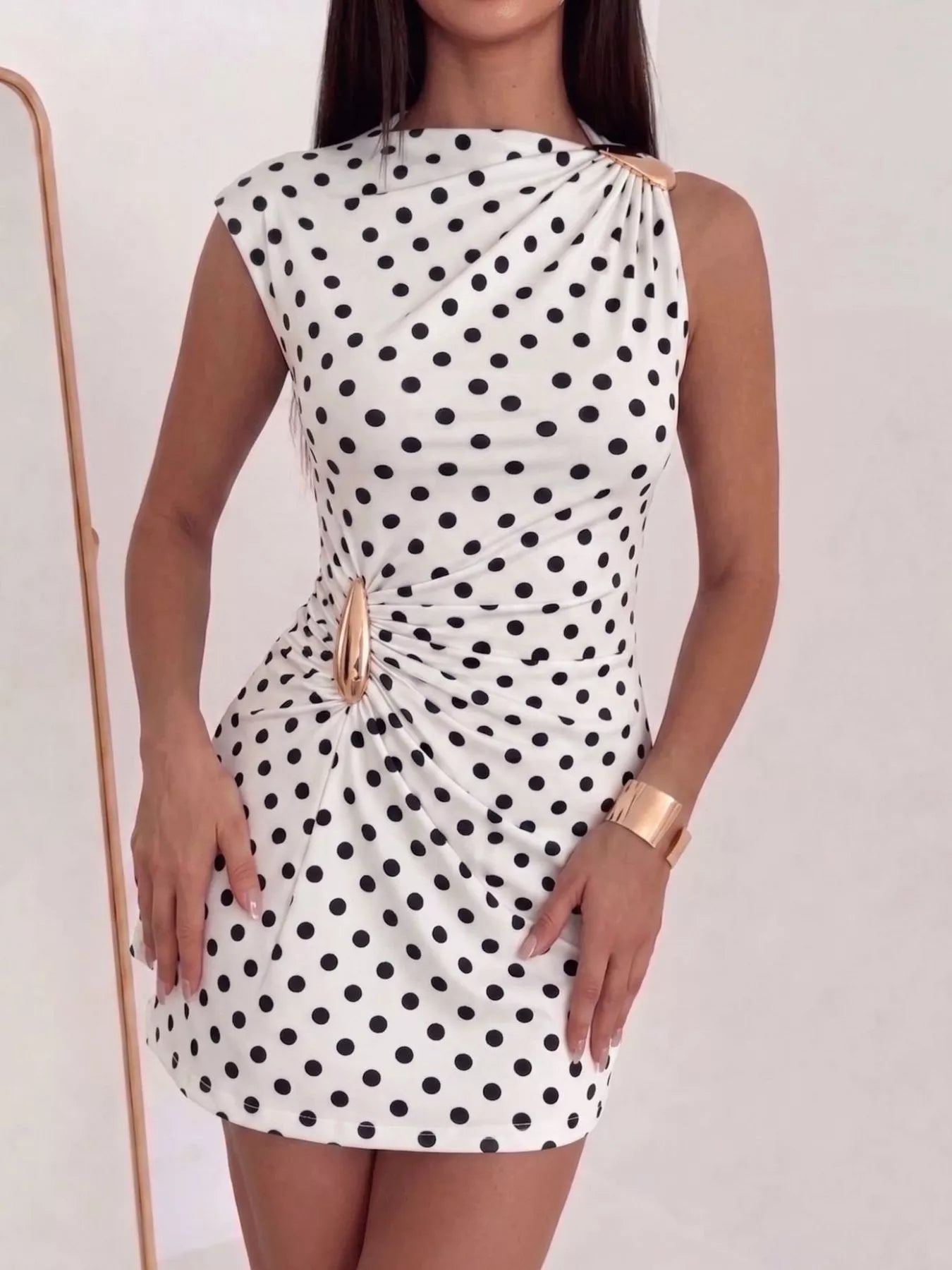 Trendsi Ruched Asymmetrical Sleeveless Mini Dress -