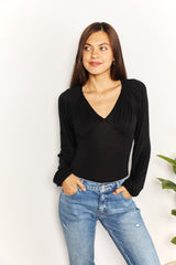 Trendsi Culture Code Full Size V- Neck Bodysuit -