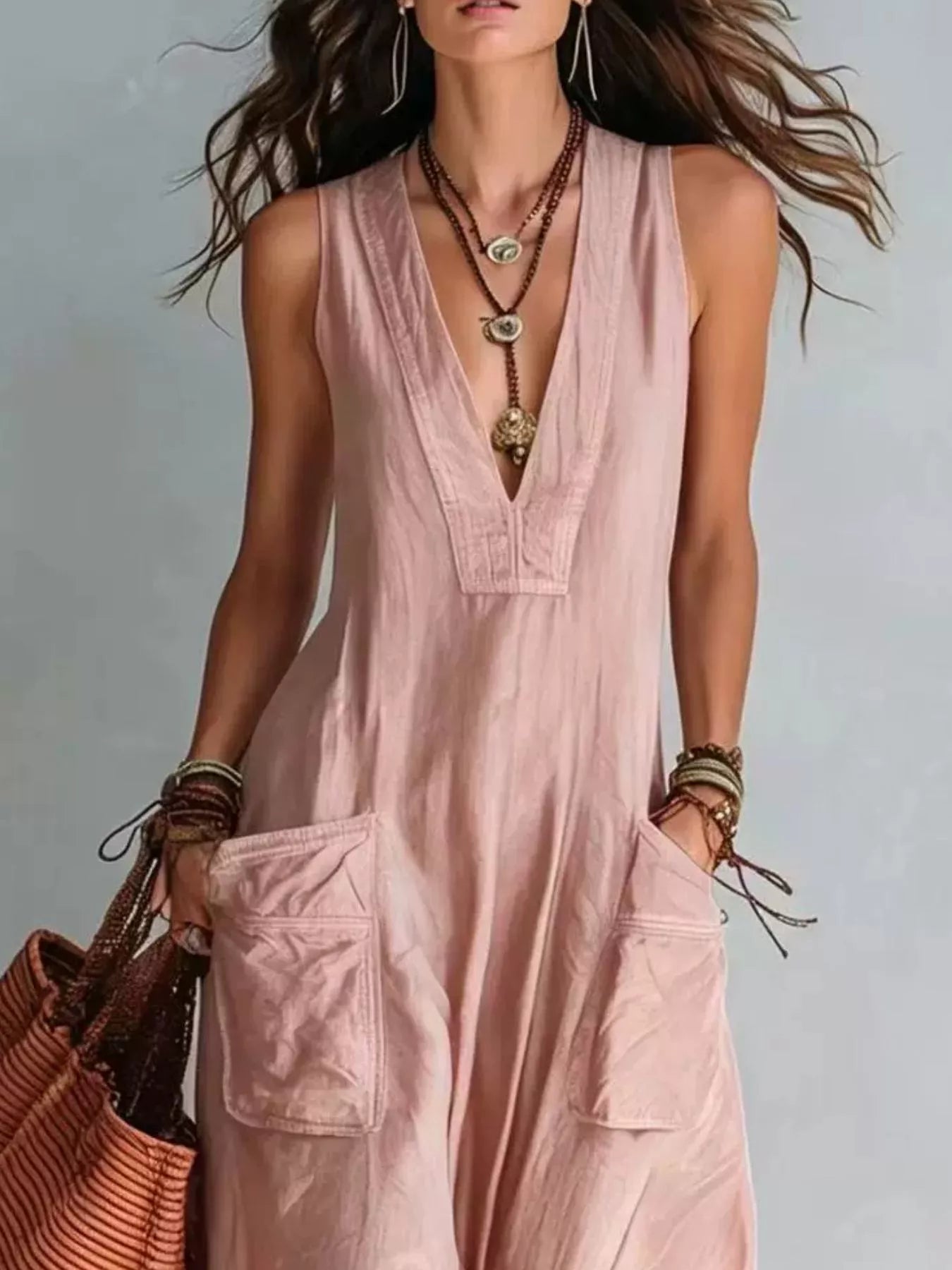 Trendsi Full Size V-Neck Sleeveless Wide-Leg Jumpsuit Plus Size -