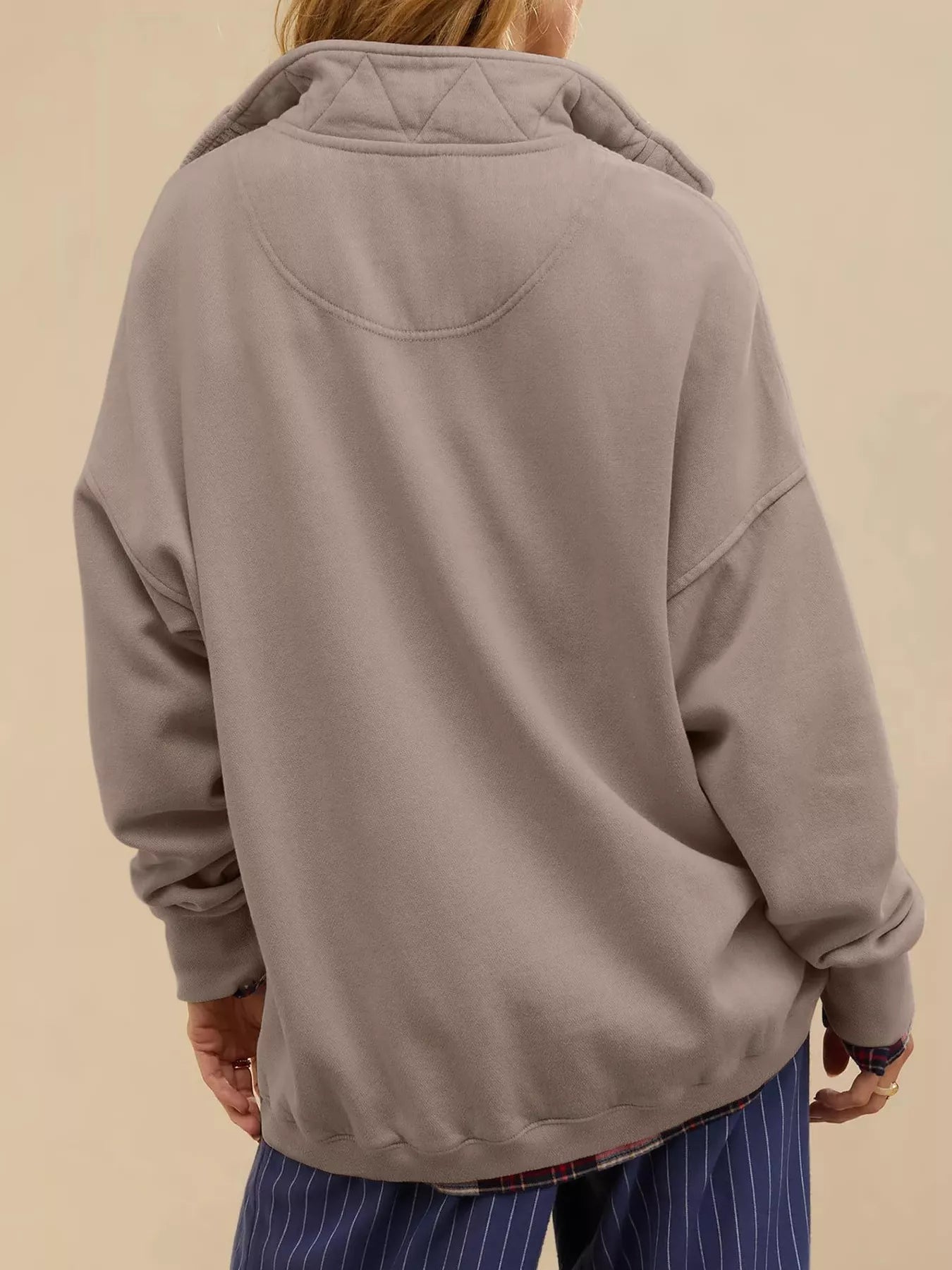Trendsi Half Snap Dropped Shoulder Sweatshirt -