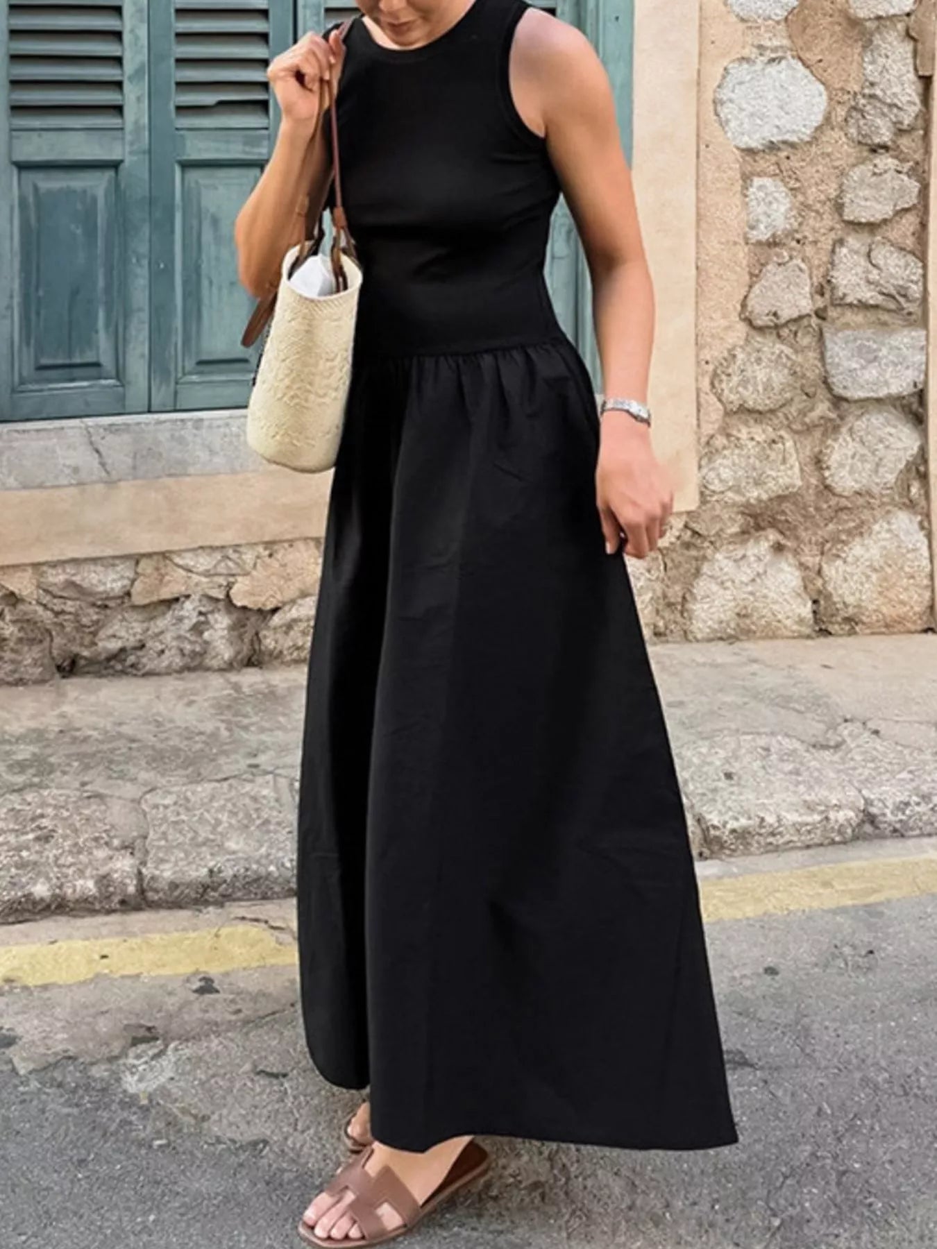 Trendsi Round Neck Sleeveless Maxi Dress -