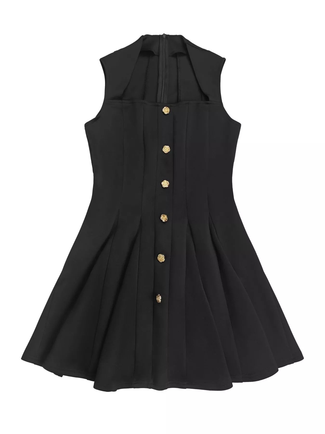 Trendsi Decor Button Sleeveless Mini Dress -