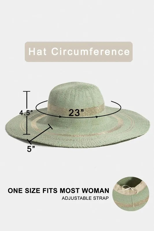 Women's Floppy Sun Hat With Metallic Accent Trim Paper Polyester — product view 5