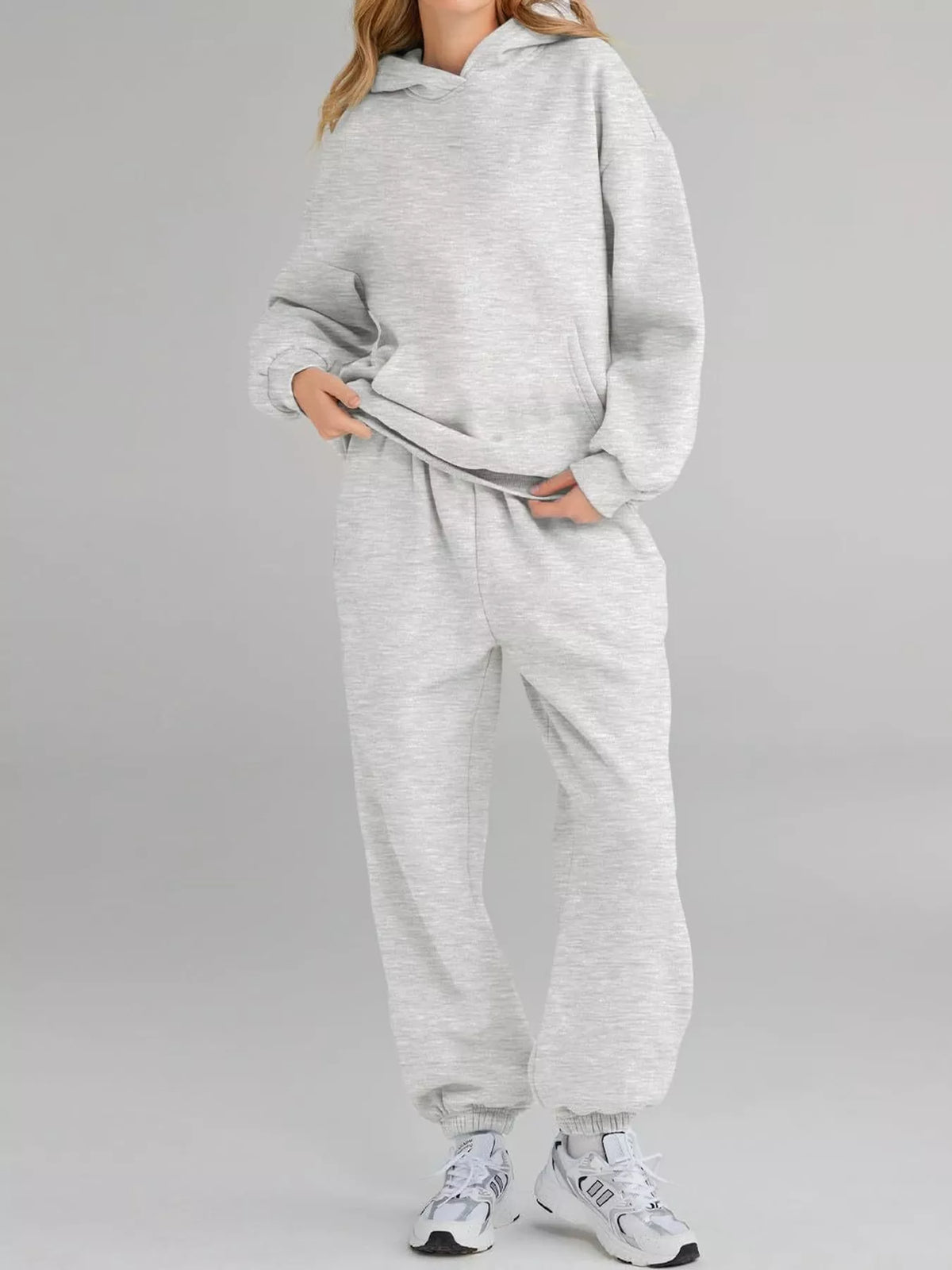 Kangaroo Pocket Hoodie and Joggers Set — front view