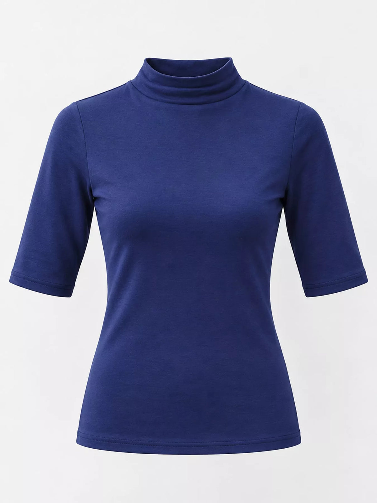 Navy mock neck half sleeve t-shirt